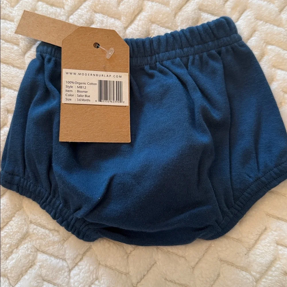 Modern Burlap Navy Blue Bloomers 3-6 m 100% organic cotton